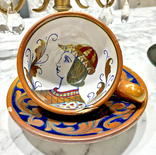 Tazza piattino maiolica - e,
