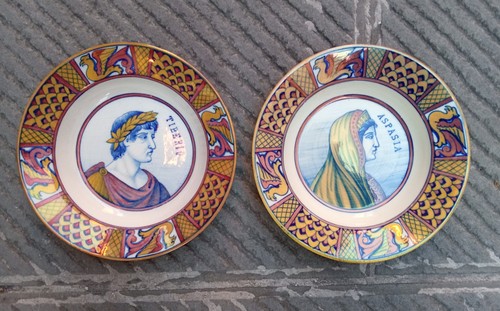 Coppia piatti ceramica lustro - piatti,