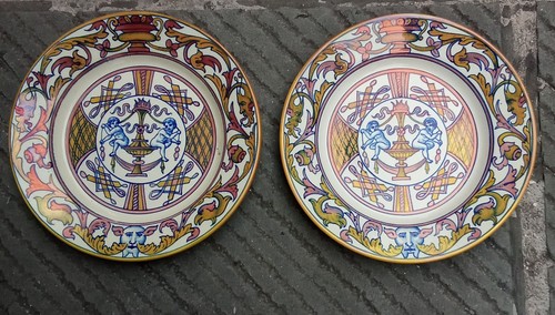 Coppia piatti ceramica lustro - coppia,